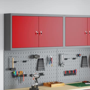 vidaXL Gereedschapskast met plank Rood en Grijs 100 x 20 x, Verzenden