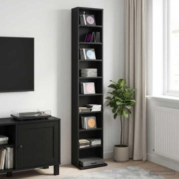 vidaXL CD Kast Zwart eiken 33 x 23,5 x 175 cm Bewerkt hout, Huis en Inrichting, Woonaccessoires | Cd- en Dvd-rekken, Verzenden