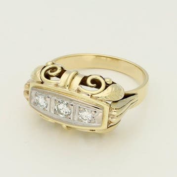 Bague - 14 carats Or jaune Diamant (Naturelle), Nieuw