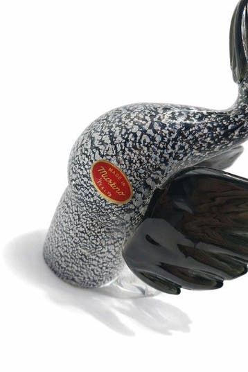 Murano - Beeldje, Canard à paillettes dargent - 17 cm -