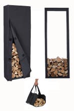 Lendo Online Range-bûches avec Housse 50x25x148 cm Noir