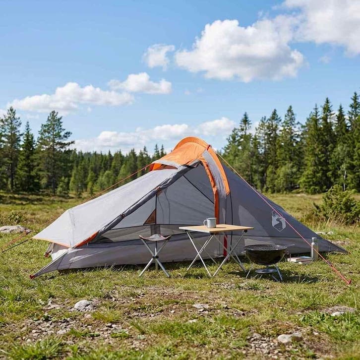 vidaXL Backpacking Tent Grijs en Oranje 2-persoons, Caravanes & Camping, Tentes, Envoi