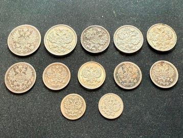 Rusland. Set of 12 coins: 5, 10, 15, 20 Kopecks 1867/1915