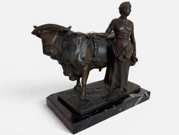 Bronze - G - sculptuur, Figur signiert 1909 Monogramm G