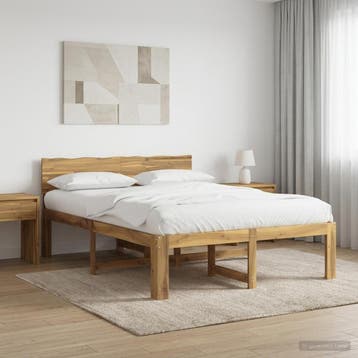 vidaXL Tweepersoonsbed met hoofdbord ROSTOCK Witgewassen 120, Huis en Inrichting, Verzenden, Nieuw