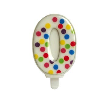 Kaars 0 Jaar Confetti 6,5cm, Verzenden, Nieuw