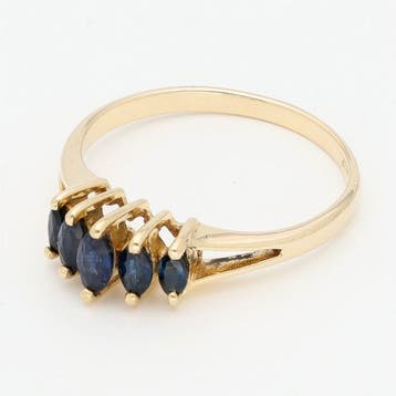 Sans prix de réserve - Bague - 14 carats Or jaune - Saffier, Bijoux, Sacs & Beauté, Bagues