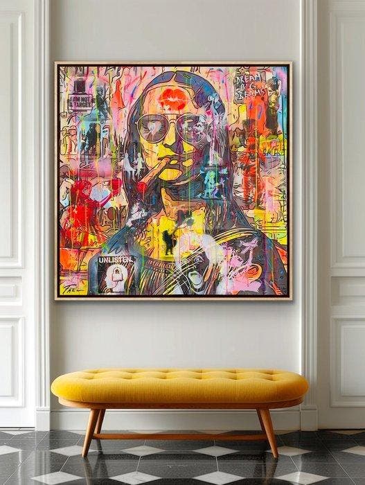 Joaquim Falco - BANKSY GIOCONDA XL, Antiquités & Art, Art | Peinture | Moderne