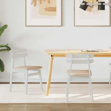 vidaXL Eetkamerstoel 2 st Massief Rubberhout Wit en Bruin, Verzenden, Nieuw