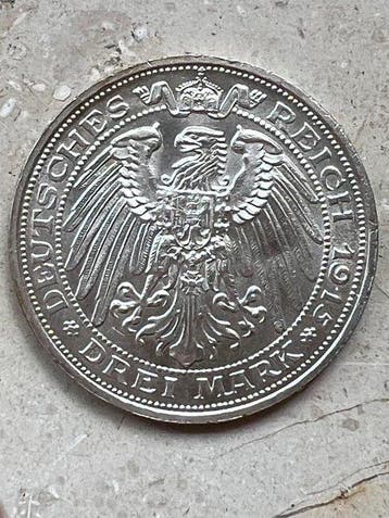 Duitsland, keizerrijk Friedrich Franz IV. 3 Mark 1915 A /