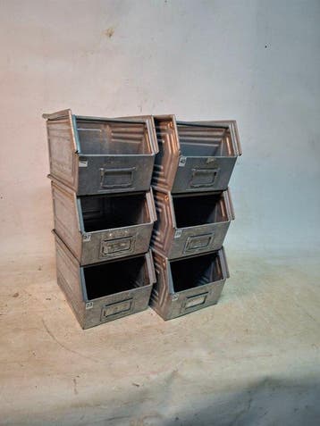 Industrial Bak - Metaal - 1980-1990 - 6x stapelbak 1980/1990