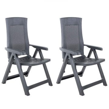 vidaXL Verstelbare klapstoelen, 2 stuks, antracietkleurig, Verzenden