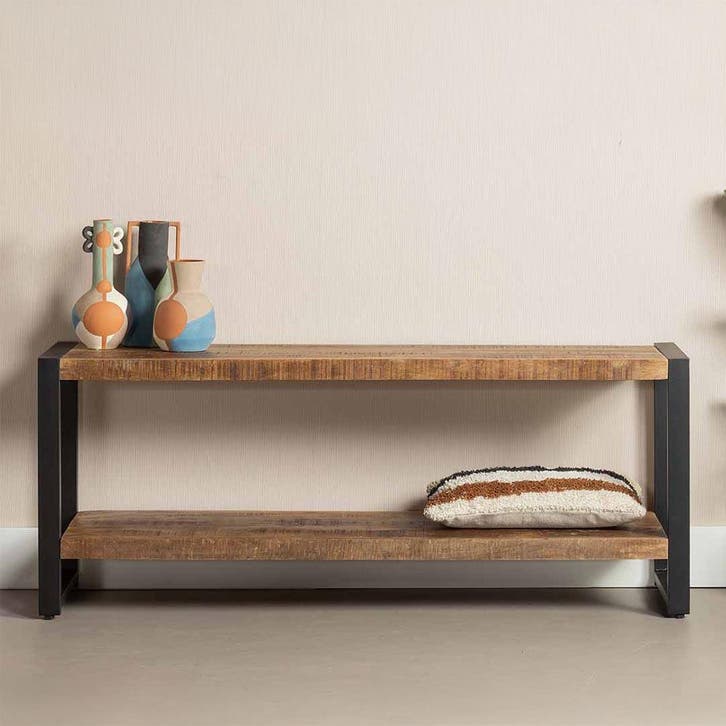 Tv-meubel Mangohout Britt 120 cm, Maison & Meubles, Armoires | Mobilier de télévision, Envoi