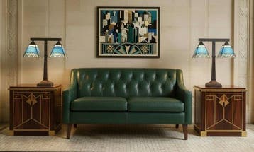 Lamp (2) - Stijl Tiffany - Zeldzaam model - Glas-in-lood,