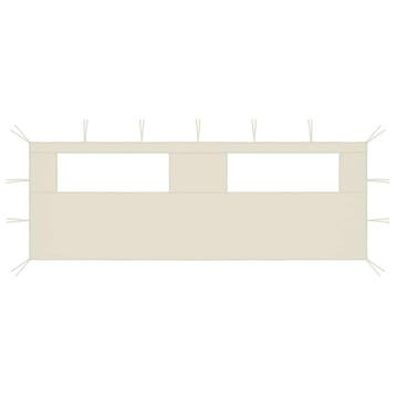 vidaXL Prieelzijwand met ramen 6x2 m crèmekleurig, Verzenden