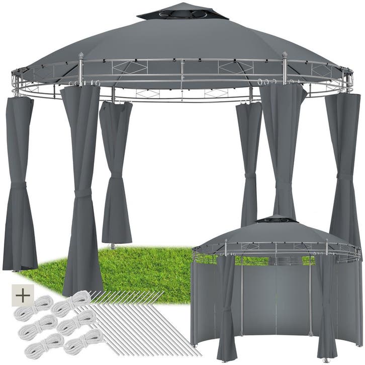 Tuinpaviljoen Siana Ø 3.5m - antraciet, Tuin en Terras, Partytenten, Verzenden