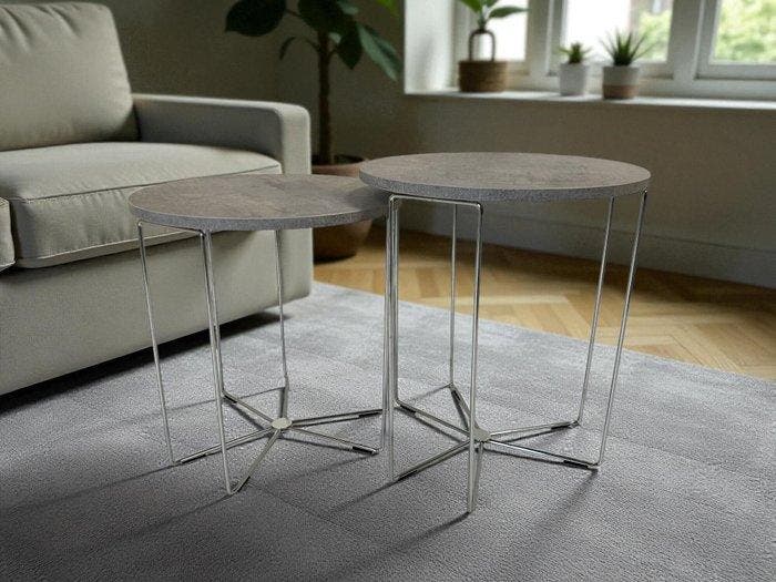 Maconi - Bijzettafel (2) - Silver -, Antiquités & Art, Antiquités | Meubles | Chaises & Canapés