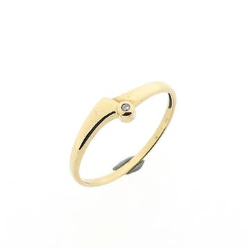 Gouden ring met diamant; 0,01 ct., Handtassen en Accessoires, Ringen, 18 tot 19, Gebruikt, Ophalen of Verzenden, Met edelsteen