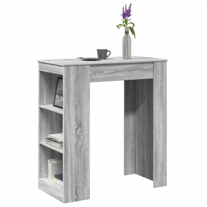 vidaXL Bartafel met rekken 95x47x103,5 cm bewerkt hout grijs, Maison & Meubles, Tables | Tables à manger, Envoi