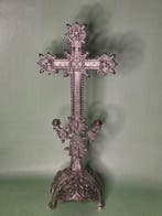 Kruis - Verzilverd - 1940-1950 - Gotisch Altaarkruis - 45 cm, Antiek en Kunst