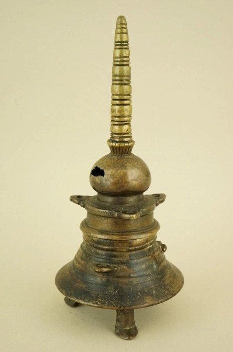 Encrier à couvercle en forme de temple ou de stupa - Bronze, Antiquités & Art, Art | Art non-occidental