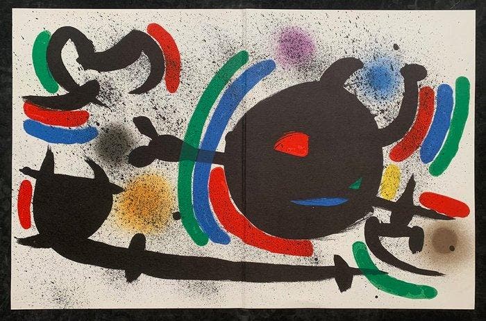 Joan Miro (1893-1983) - Litografia Original X - 51 x 33,5 cm, Antiquités & Art, Antiquités | Autres Antiquités