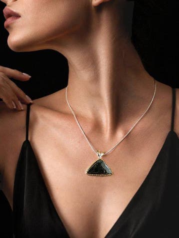 Mosagaat en Peridot Luxueuze Ambachtelijke Ketting - 925