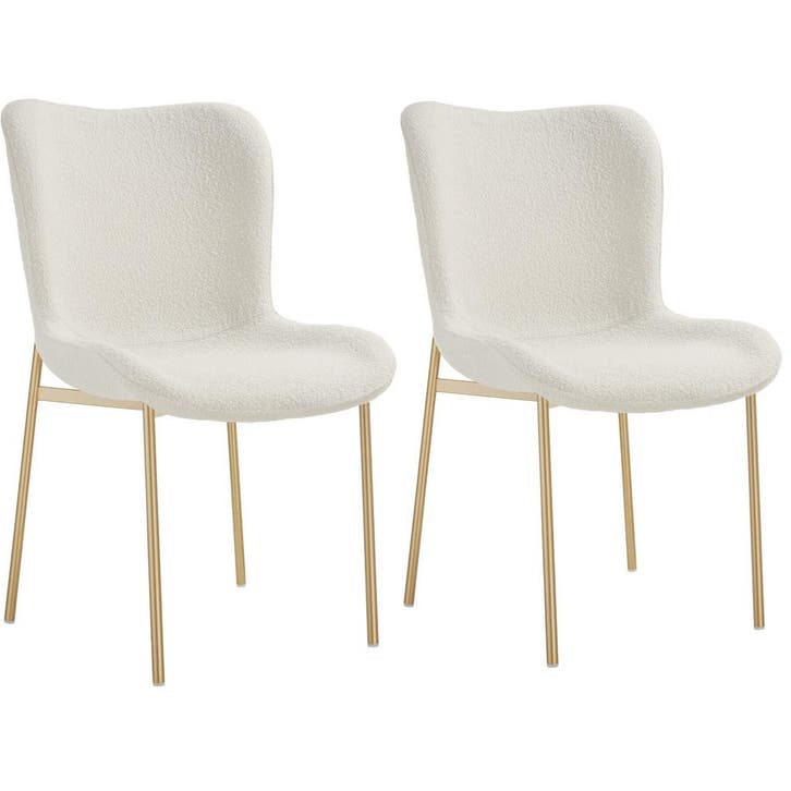 tectake Gestoffeerde stoel Tessa - Bouclé wit/goud, Set van, Maison & Meubles, Chaises, Envoi