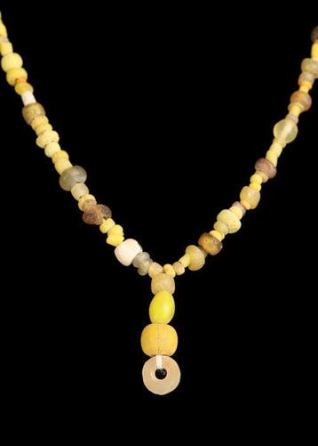 Oud-Romeins Geel Glas Kralenketting (Zonder minimumprijs)