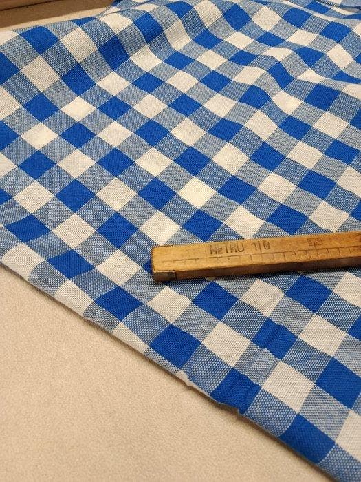 Stupendo cotone vintage a quadri azzuri - Textiel - 400 cm -, Antiek en Kunst, Antiek | Tapijten, Tafelkleden en Textiel