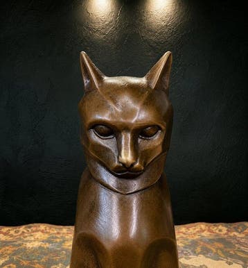 Coenraad - sculptuur, Elegante zittende kat - 17 cm - Brons,