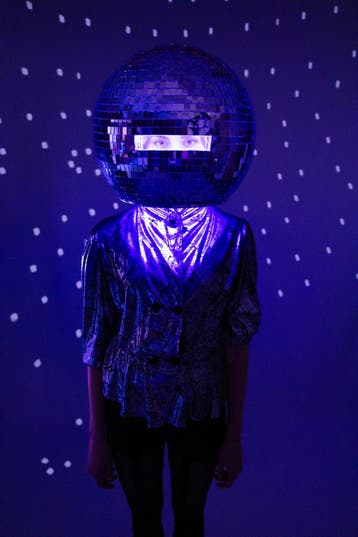 Discobal Hoofd Volwassenen Ø 40 cm LED Disco Head Spiegeltje, Ophalen of Verzenden, Nieuw