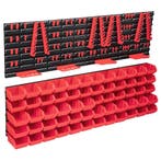 vidaXL 136 -delige Opslagbakkenset met wandpanelen rood en, Verzenden