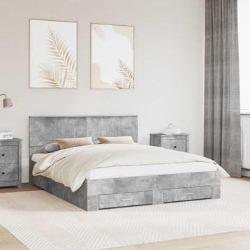 vidaXL Bedframe met hoofdeinde Beton Grijs 160 x 200 cm, Verzenden