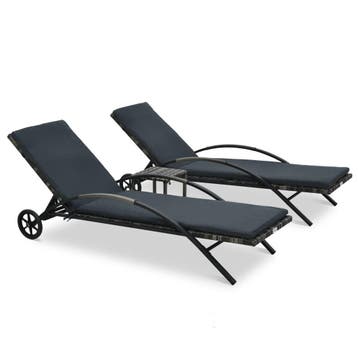 Ligbedset antraciet - 35% korting! Retour deal., Verzenden, Zo goed als nieuw, Rotan, Verrijdbaar