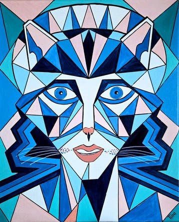 Tina Art - Catwoman, Antiek en Kunst, Kunst | Schilderijen | Modern