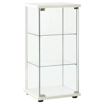 vidaXL Vitrinekast gehard glas wit, Verzenden
