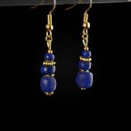 Oud-Romeins Earrings, met Romeinse blauwe glazen kralen