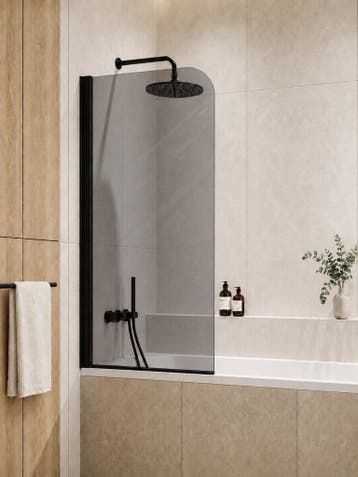 Badwand Torino 60 x 140 cm Rookglas Zwart Badscherm, Doe-het-zelf en Bouw, Verzenden, Nieuw