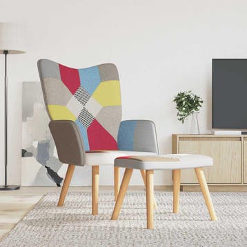 vidaXL Relaxstoel met voetenbank patchwork stof, Verzenden