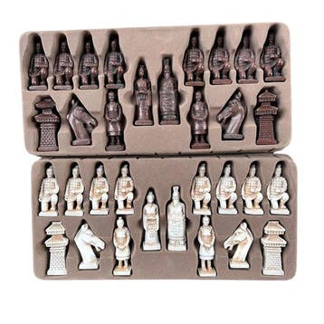 Large Terracotta Army Inspired Chess Set with Leather, Antiek en Kunst, Antiek | Speelgoed
