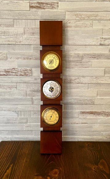 1970s Wooden Weather Station – Barometer, Hygrometer &
