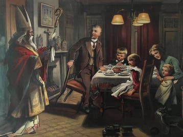 Geldorp - wolters - Schoolplaat poster Sinterklaas en Zwarte, Antiek en Kunst