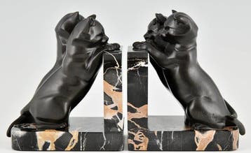 Alexandre Kelety - Serre-livres - bronze, je porte du marbre