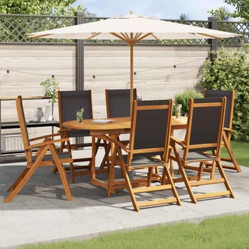 vidaXL 7-delige Tuinset massief acaciahout, Verzenden, Nieuw, Tuinset