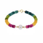 Zonder minimumprijs - Armband - 18 karaat Geel goud Parel -