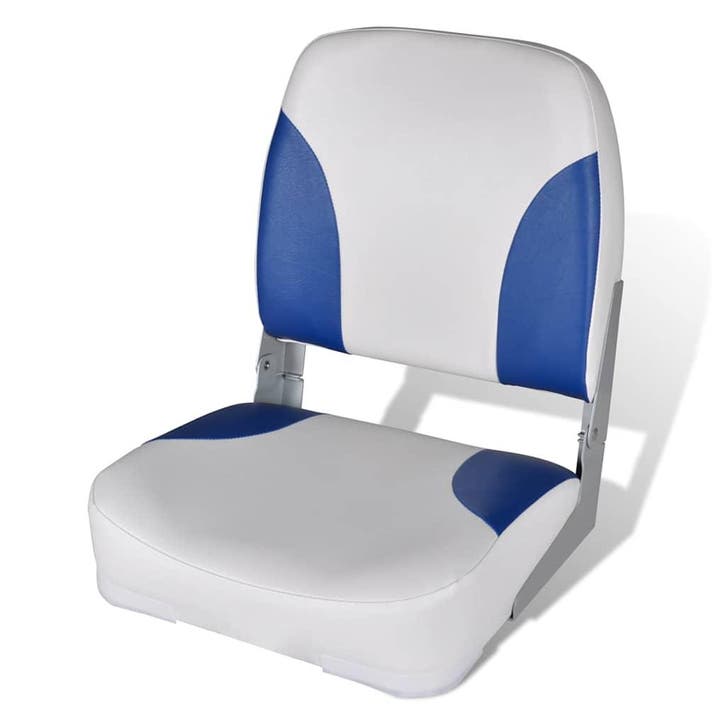 vidaXL Bootstoel met blauw-wit kussen inklapbaar 41x36x48 cm, Watersport en Boten, Bootonderdelen, Nieuw, Verzenden