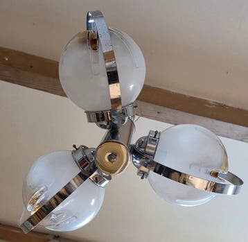 Lampe à suspendre - Opaline - Lustre space age, Antiquités & Art