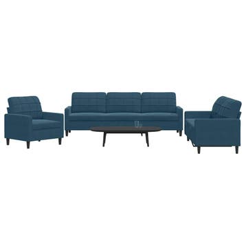 vidaXL 3-delige Loungeset met kussens fluweel blauw, Verzenden, Nieuw