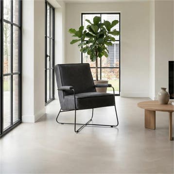 Leren fauteuil Hope - Vintage Grey (grijs), Huis en Inrichting, Fauteuils, Nieuw, Ophalen of Verzenden, Eigentijds, Industrieel, Modern, Scandinavisch